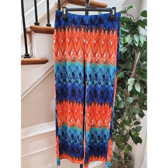 Violet b. Palazzo Multicolor Polyester Mid Rise Wide Legs Comfort Waist Pant S - Picture 1 of 10